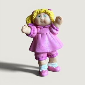 Vintage Cabbage Patch Kids PVC Mini Figure Blonde Girl Pink Dress 2.5 Inch Toy